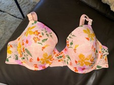 Primark Floral Pink Padded Plunge Bra Size UK 38C/EUR 85C/US 38C