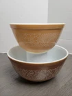 Set Of 2 Vintage PYREX Woodland Brown Mixing Bowls #402 403 1.5 Qt, 2.5 Qt