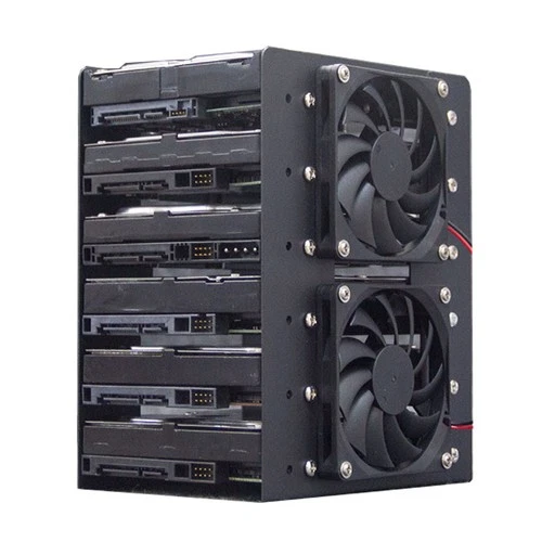 6 Bay 3.5 Inch HDD Hard Drive Mounting Bracket Holder Cage With Cooling Fan