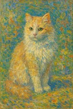 Katze Inspiriert Von Claude Monet Impressionismus Malerei Gemälde Kunstdruck