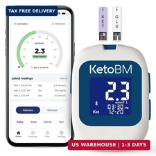 Blood Glucose Ketone Monitoring System - Bluetooth Meter Kit with Free App, St
