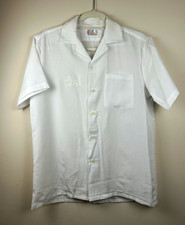 Vintage FengFan White Unisex Short Sleeve Button-Front Uniform Work Shirt M