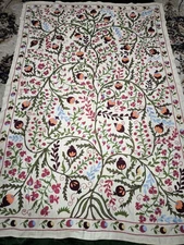 Uzbek Silk suzani handmade embroidery home decor 55"X83" 211x141cm D-9A