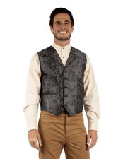 Scully Western Vest Mens Rangewear Old West Floral Gray F0 RW360