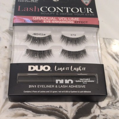 Ardell LashContour 372 Gradual Volume Strip Lashes + DUO 2-in-1 Black 0.08oz