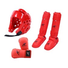 Karate Kampfsport Schutzausr&uuml;stung Set Helm Handschuhe Schienbeinschoner