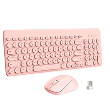 Pink Wireless Keyboard and Mouse Combo 2.4Ghz Full-Sized with Numeric Keypad