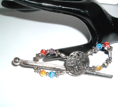 Lilla Rose Medium Flexi Hair Clip Millefiori Glass Silver  display picture 1