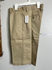 Lands End Boys PANTS cotton chino khaki 20 NEW Tan Uniform