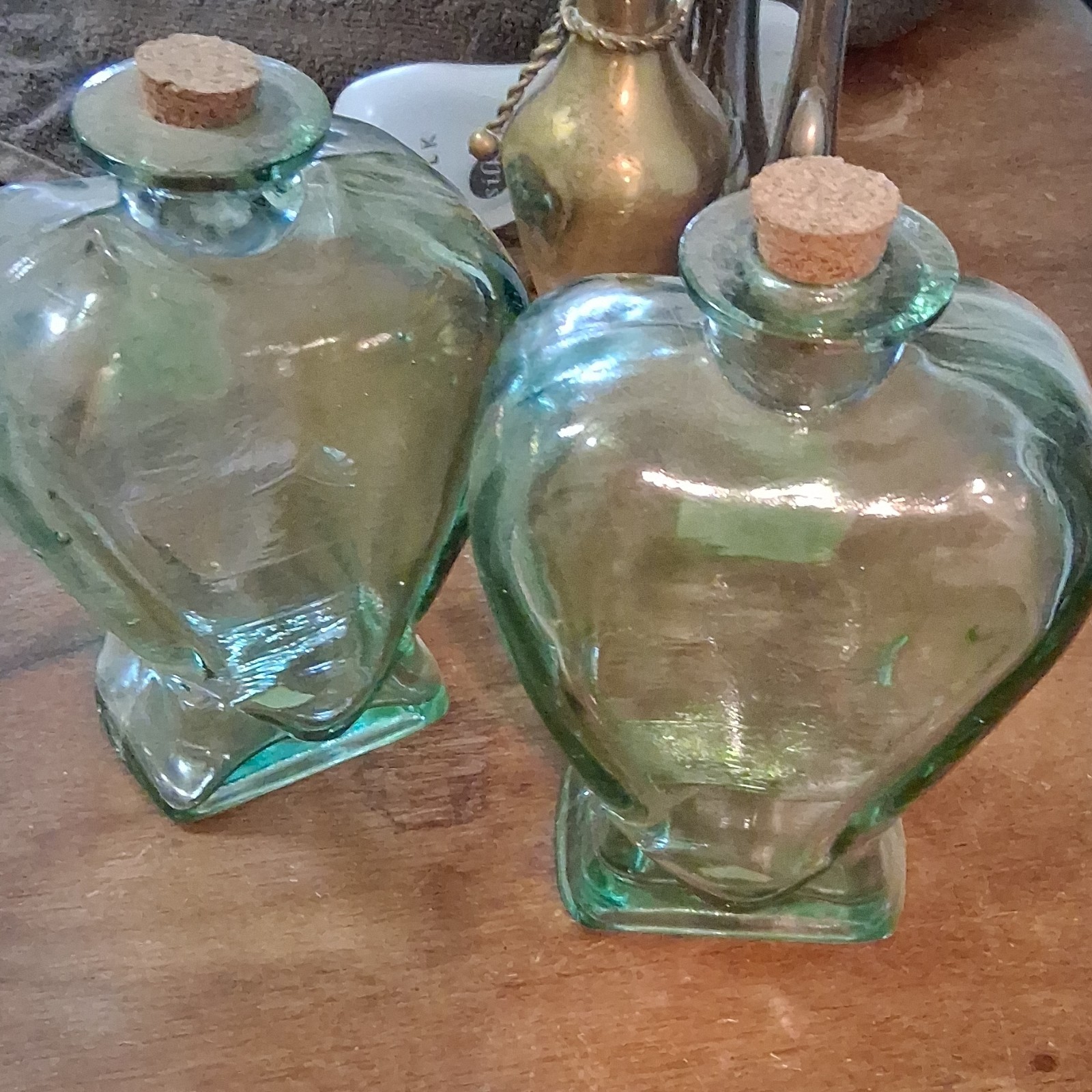With Cork Lids, Clear & Green