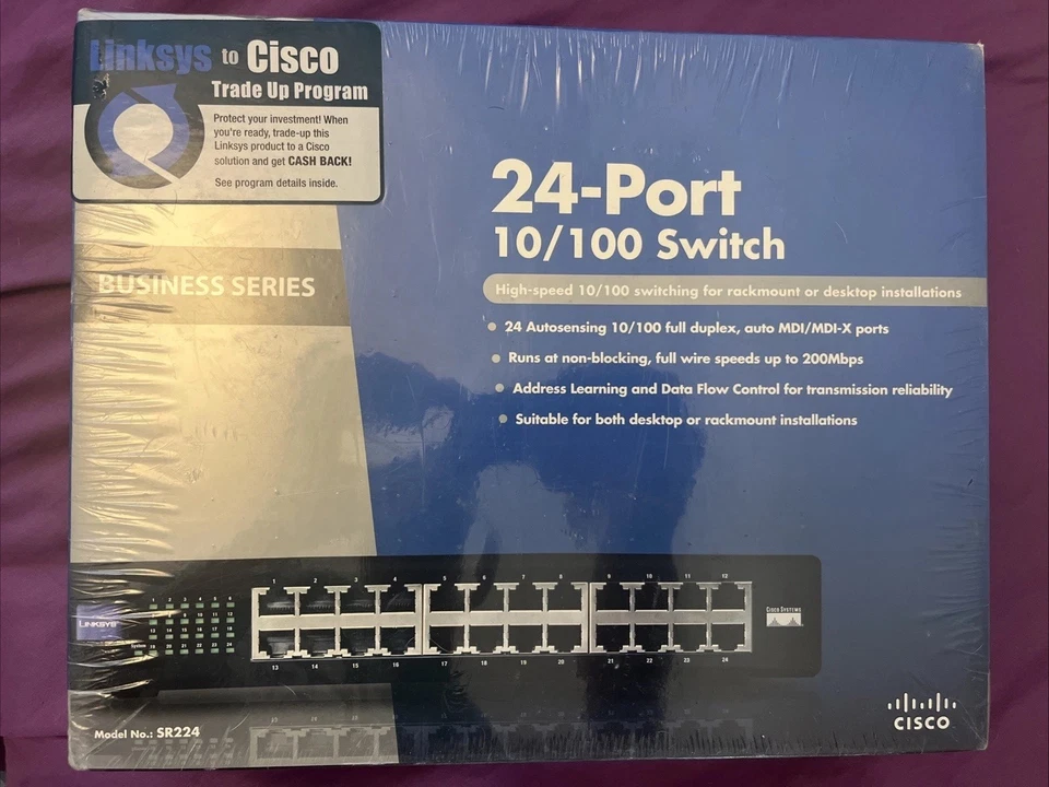 Cisco Linksys SR224 Business Series 24-Port 10/100 Ethernet Switch - Image 2 of 4