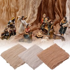 3 Pcs Nativity Scene Rustic Table Runner, 70.8" x 35.4" Christmas Nativity Ta...