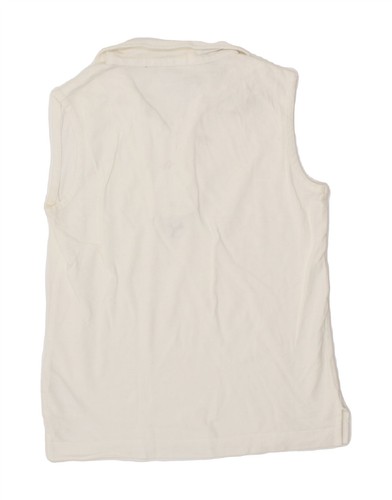 PUMA Womens Sleeveless Polo Shirt UK 12 Medium Off White Cotton BT15 - Picture 2 of 3