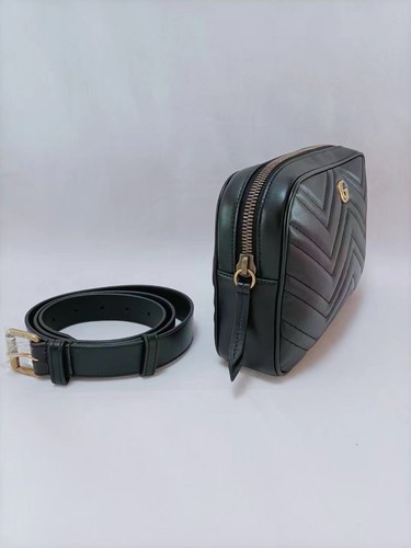 GUCCI Black GG Marmont Matelassé Square Belt Bag 90 Belt Size 90 cm - Picture 2 of 6