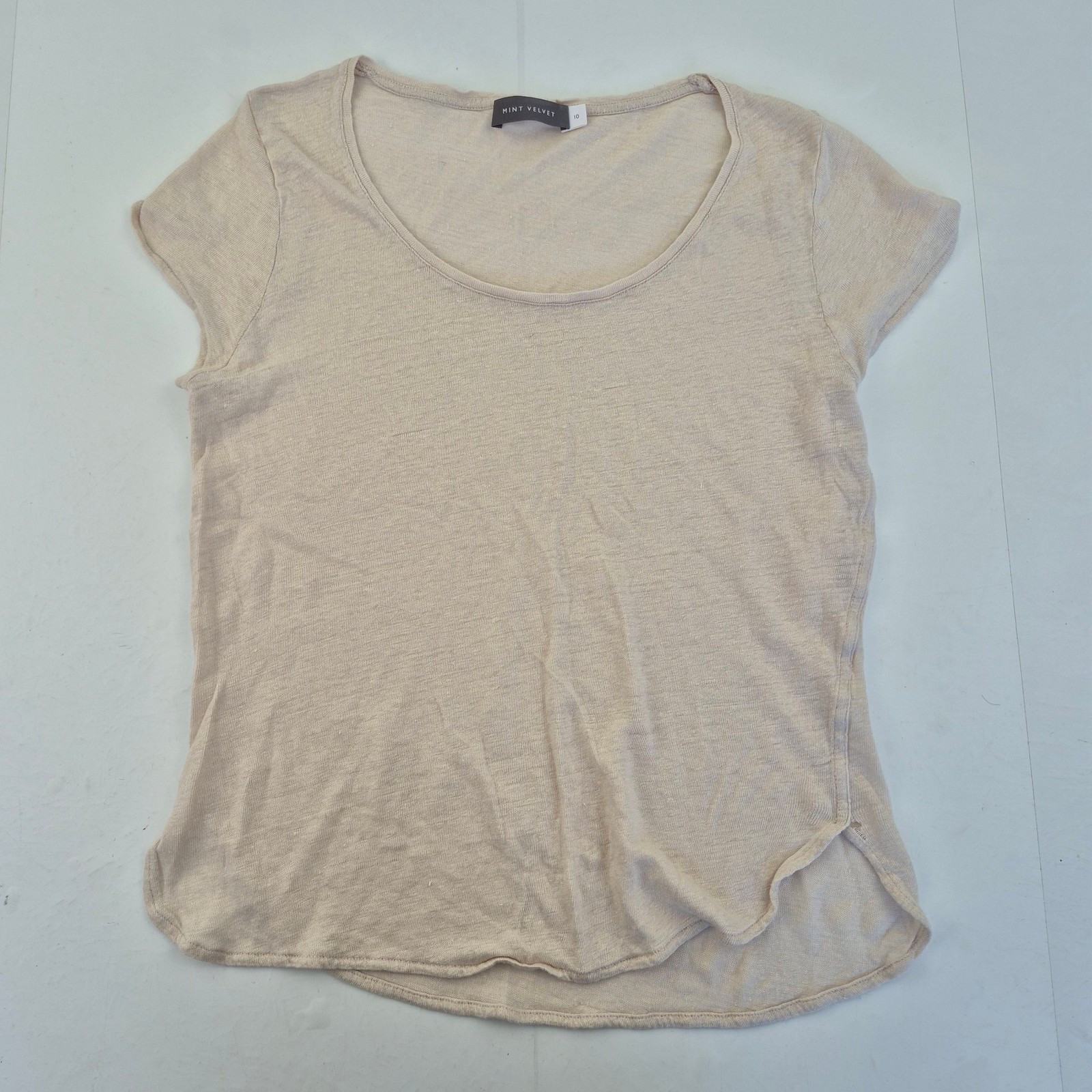 Camiseta de terciopelo como nueva 10 beige para mujer casual cuello redondo m...