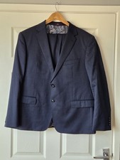 M&S Luxury Tailored Suit 46R Pure New Wool Blue Pinstripe, Worn Twice Excellent
