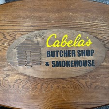 Cabela's Butchershop & Smokehouse Carved Wood Sign 22" X 11" Rustic Man Cave