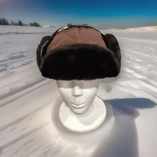 Vintage Genuine Trooper Cap Trapper Winter Hat Mens Sz XL Ear Flaps Warm Fur
