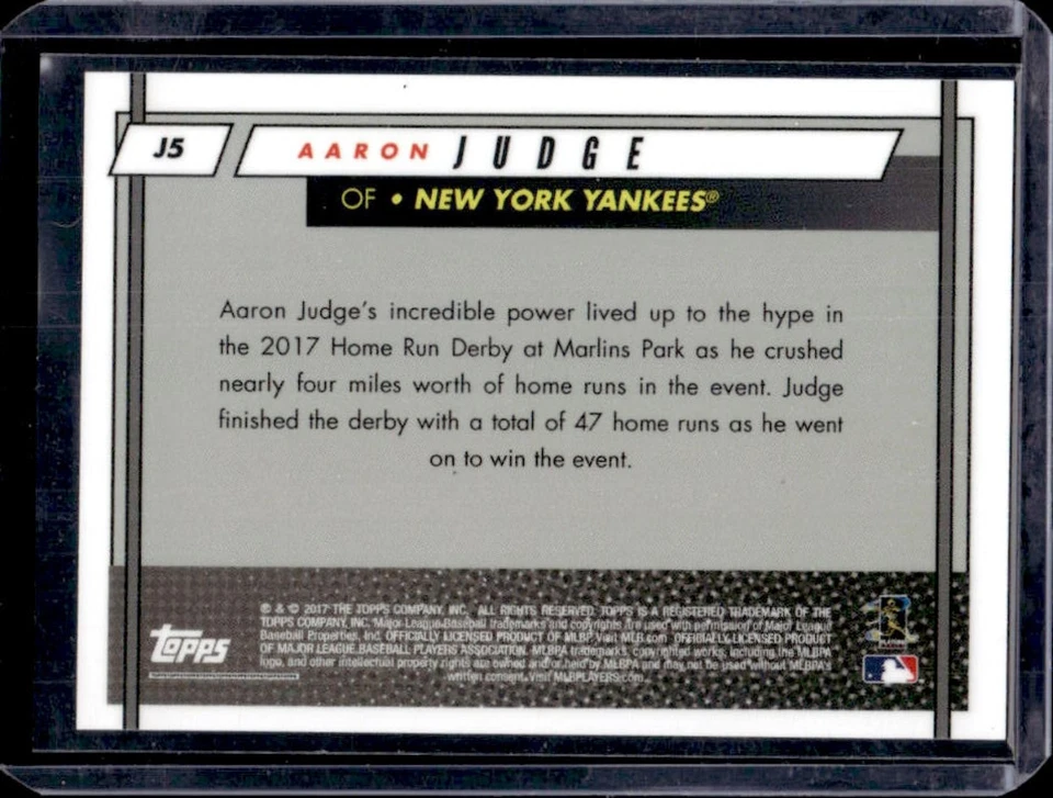 2017 Topps On-Demand Rookie Class Aaron Judge ROY Award Winner RC #J5 Yankees - Image 2 of 2