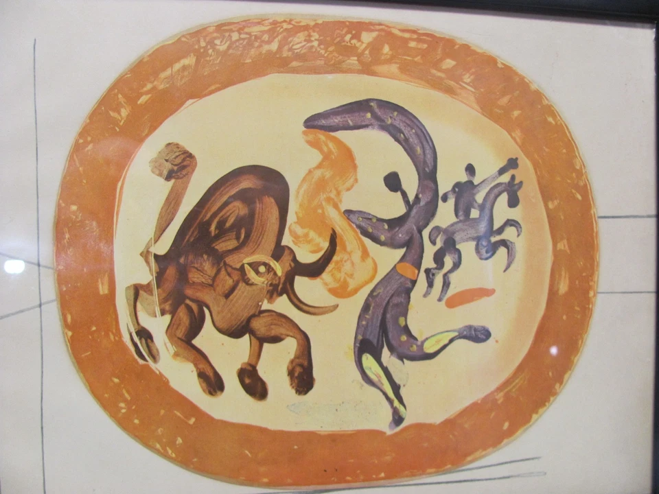 PABLO PICASSO PLACA CERÁMICA LITOGRAFÍA TAURINA 1957 ENMARCADO SKIRA 15,5 h x 12" Foto 2 de 4