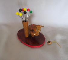 ART DECO -Sculpture en Bois Chien"SCOTTISH" Piques à Apéritif.