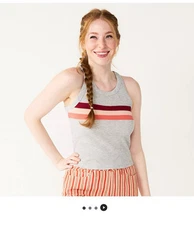 SO PULLOVER Small GRAY WITH 3 HORIZONTAL STRIPES COTTON BLEND SLEEVELESS Juniors