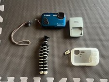 Canon PowerShot D30 Waterproof Digital Camera Blue with Charger Tripod Case