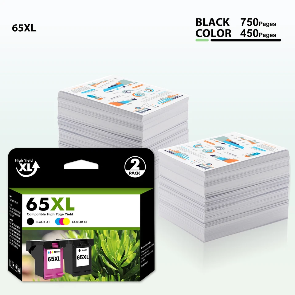 Cartuchos de tinta 65XL 65 para impresora HP ENVY 5010 5052 5055 Deskjet 2600 2652 3755 Foto 3 de 4