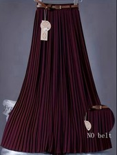 2025 Women's Solid Color Midi Pleated Flowy Maxi Skirt