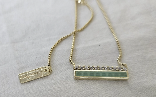Lara Roes 18” Sterling Silver Aqua Marine Bar Necklace Swarovski Crystals - Picture 9 of 11