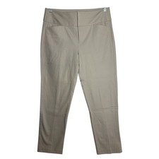 ELLE Trousers Women's Size 6 Cotton Beige Cream Ankle Pants Slim Leg Pockets