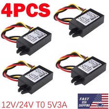 4X Car Waterproof DC-DC Converter 12V Step Down to 5V Power Supply Module 3A