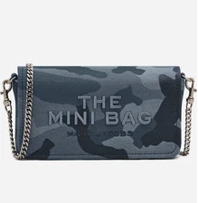 Marc Jacobs The Mini Bag Camo Jacquard Shoulder Bag Blue Dust Bag Authentic NWT