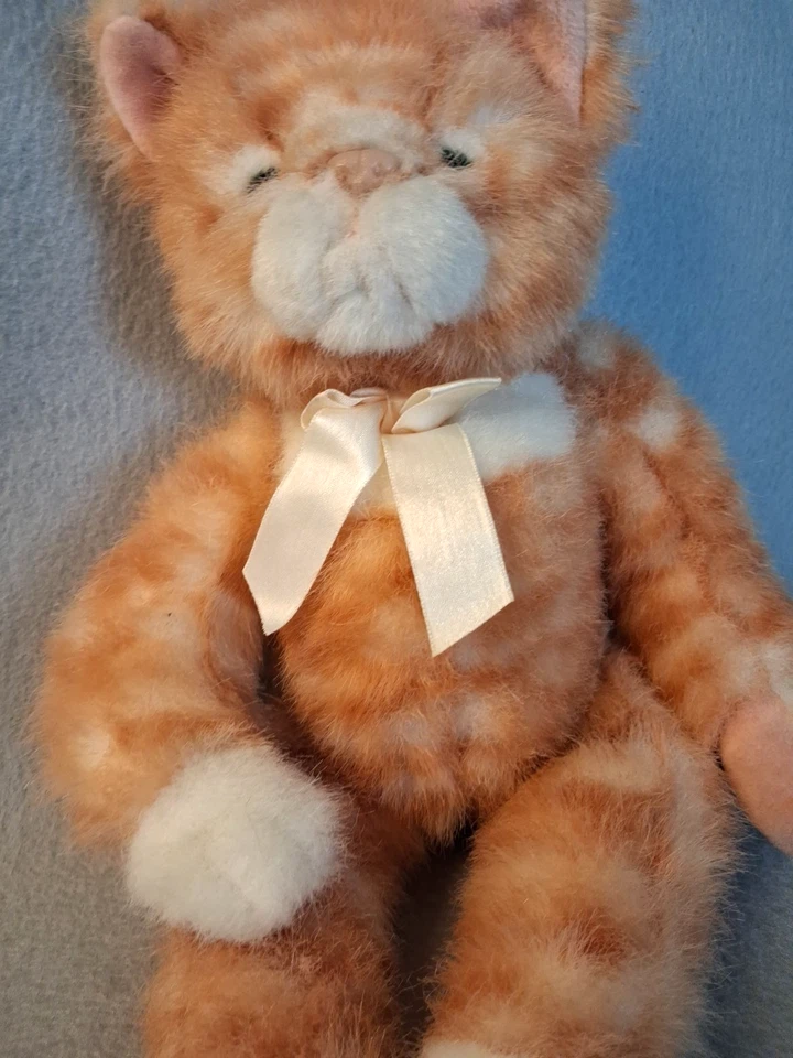 CAT Vintage RUSS SCRATCH Cat Orange Striped Peach Bow kitten love - Image 2 of 4