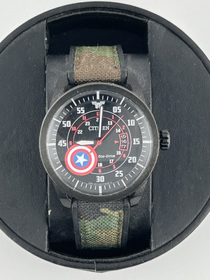 Citizen Marvel Captain America 45 mm Black Stainless Steel Case Camouflage Band