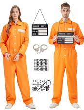 Orange Prisoner Jumpsuit Costume for Adults - Inmate Outfit for Halloween, Jail