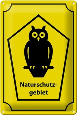 Schild Blech 30x20cm - Made in Germany - Natur Naturschutzgebiet Eule Metall Dek