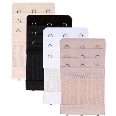 4 Pieces 3-Hook Bra Strap Extender; Comfortable and Adjustable Bra Strap Clip
