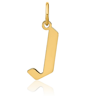 14K massives Gelbgold mittlerer Buchstabe J Initiale Anhänger Halskette 19mm 3/4 Zoll