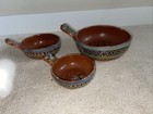 VTG Tlaquepaque MEXICO Pottery BOWLS Set of 3 Nesting DISHES Folk Art 1940's — photo 1