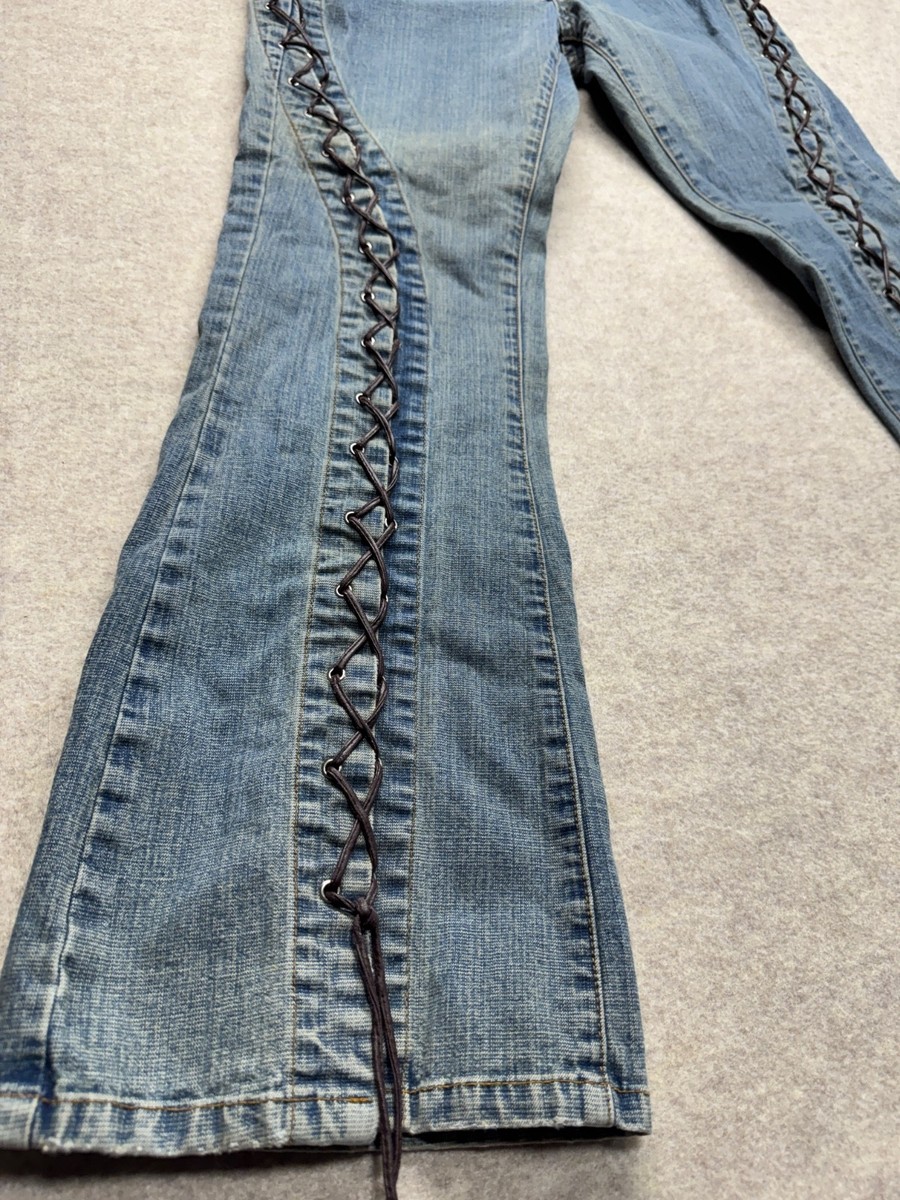 Vintage Zanadi Jeans Women 9 Flare Lace Up 90s Y2K Festival | eBay