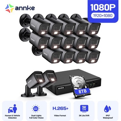 ANNKE 1080P Color Night Überwachungskamera Aussen Set Videoüberwachung 5MP DVR