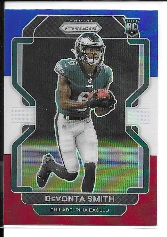 2021 Panini Prizm Red White & Blue DeVonta Smith Rookie RC Card #335
