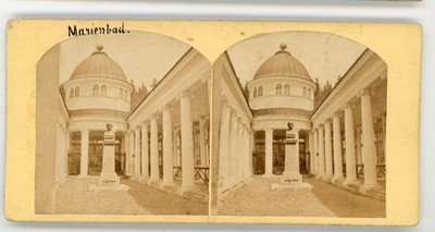 Stereoview Stereoscope Card Marienbad Cross Spring Pavilion Spa Czech Republic 