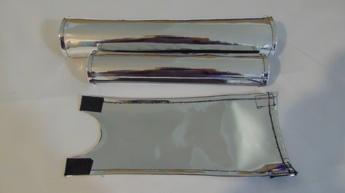 SILVER CHROMED PADSET BIKE BMX PAD SET STEM HANDLEBAR TOP STEM BIKE CRASHPADS - Picture 2 of 10