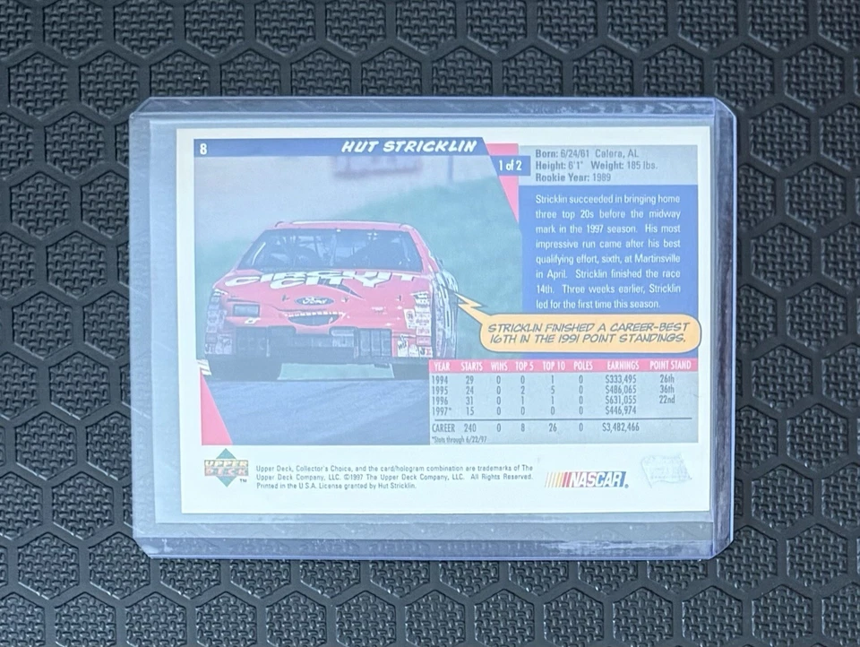 1998 Upper Deck Collector's Choice Nascar Speed Merchants Hut Stricklin #8 - Image 3 of 3