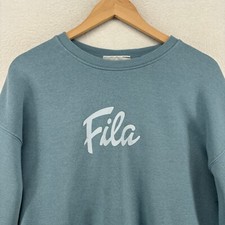 FILA Sweatshirt Womens L Springlake Logo Pullover French Terry Jumper Green