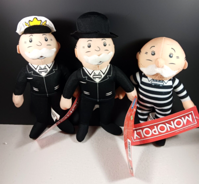 Mr. Monopoly Uncle Set of 3 Jail Captain Pennybags Plush 9