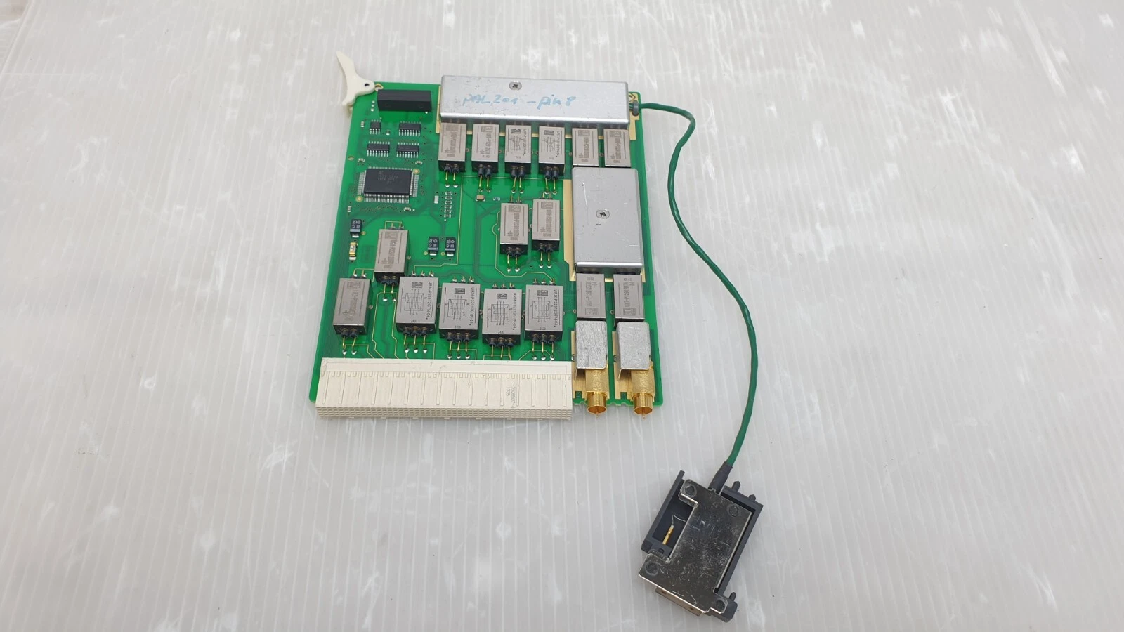 Agilent E3121-66611 board from above with shields, modules and attached connector block