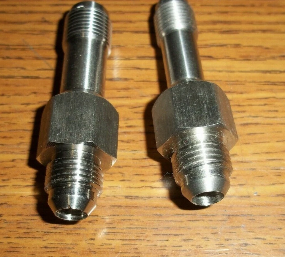 custom made 5/8" longer Stainless steel TBI fuel fittings with AN-6 line ends - Image 2 of 4